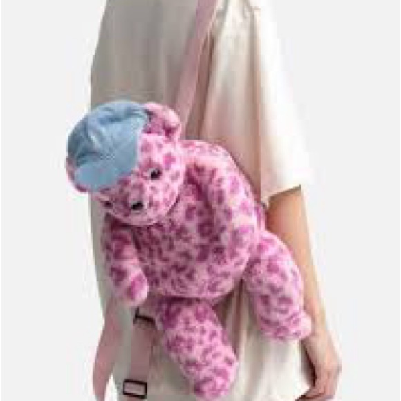 Acne Pink Patterned Teddy Bear Backpack